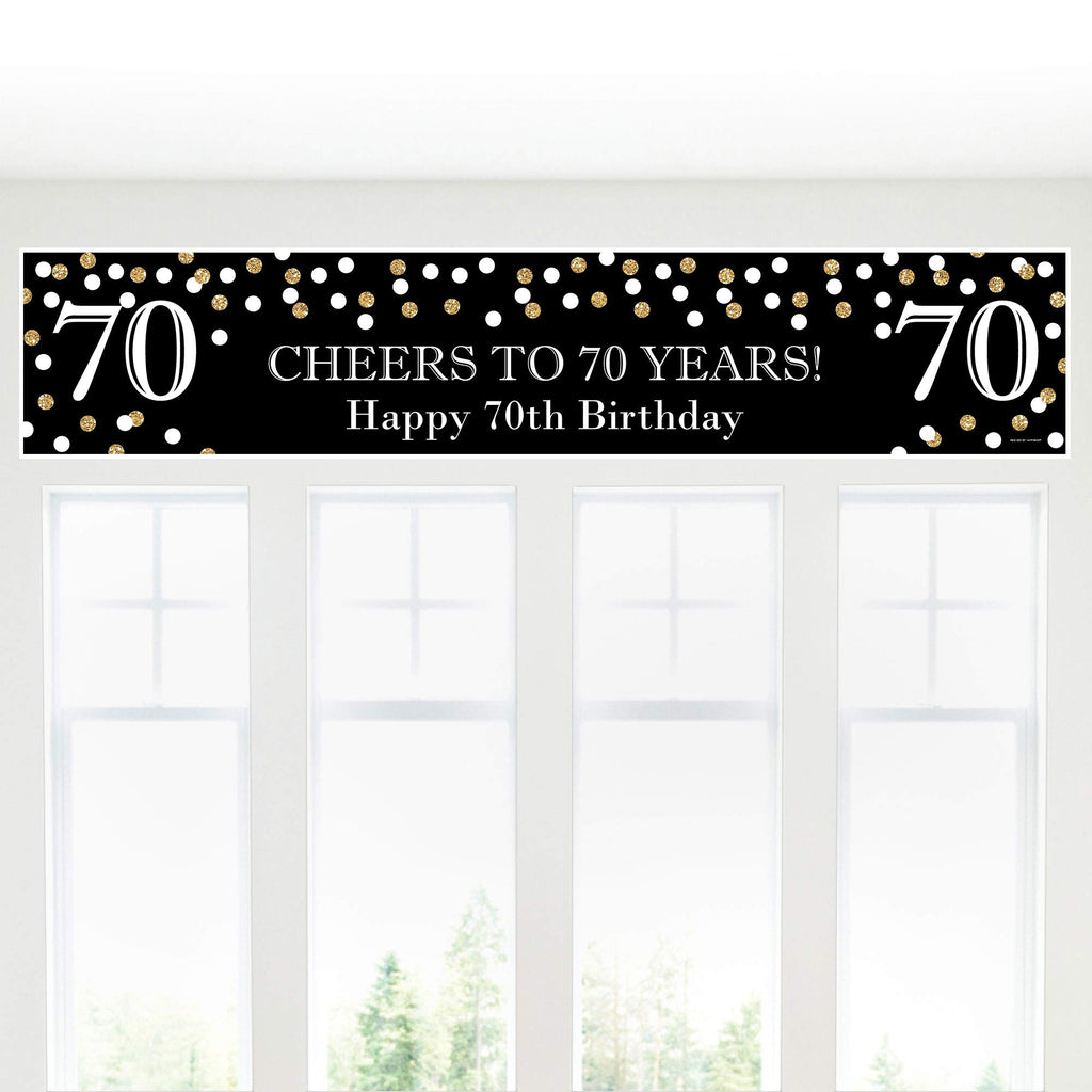 Big Dot Of Happiness Adult 70Th Birthday - Gold - Happy Birthday Decorations Party Banner