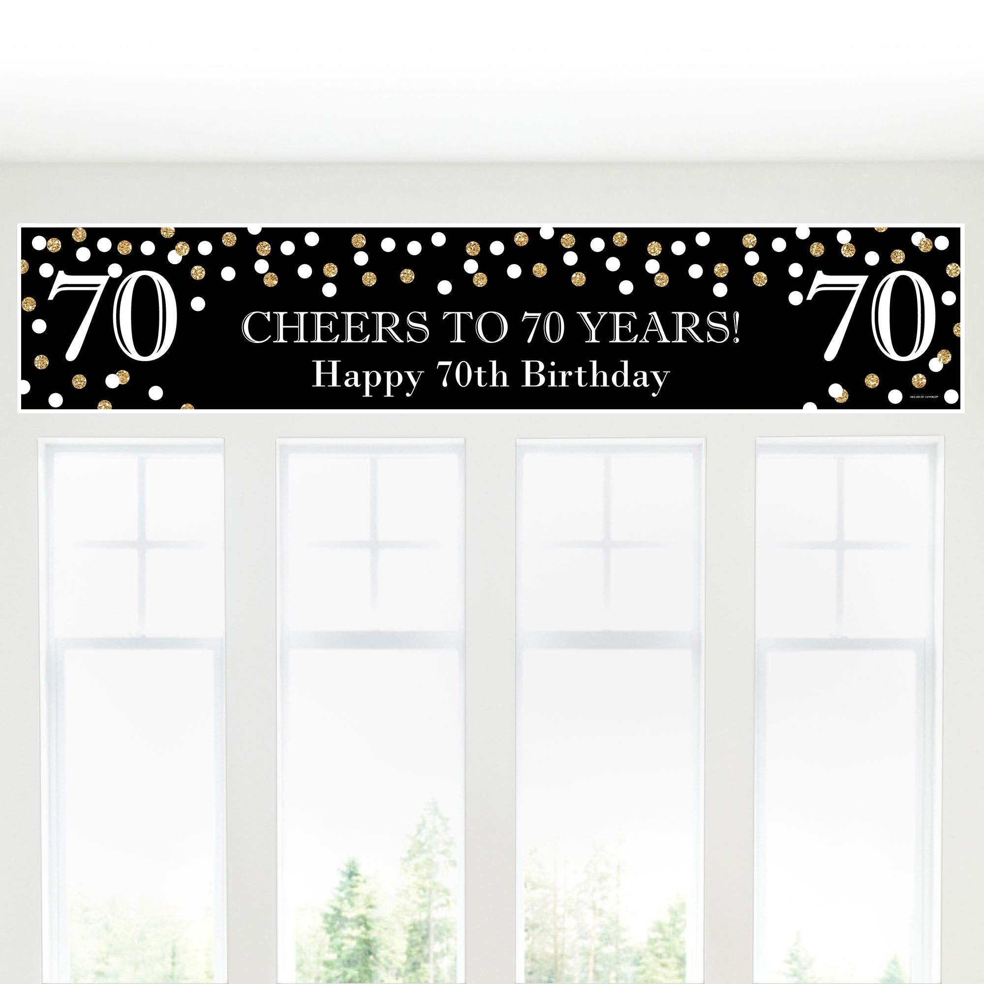 Big Dot Of Happiness Adult 70Th Birthday - Gold - Happy Birthday Decorations Party Banner