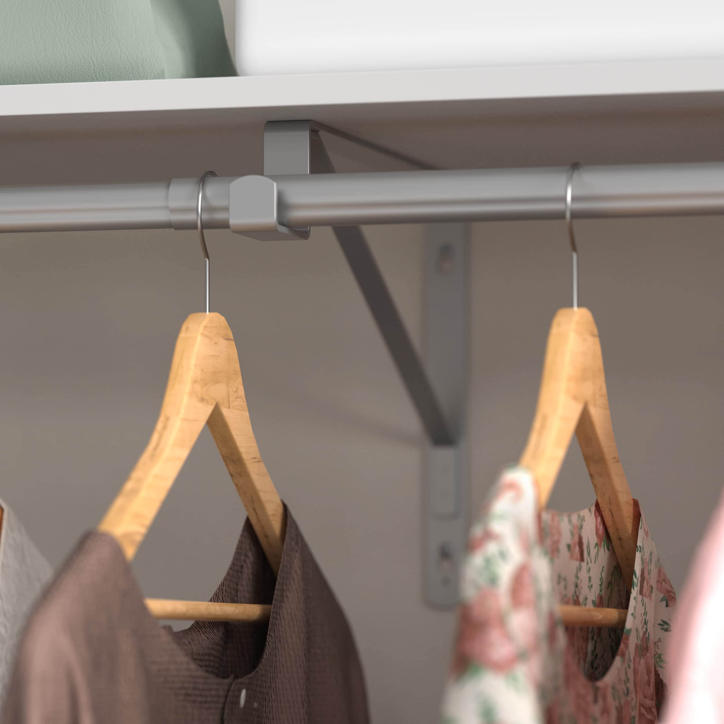 Closetmaid Suitesymphony Closet Bracket For Center Rod, And Shelf Support, Add On Accessory, Satin Nickel