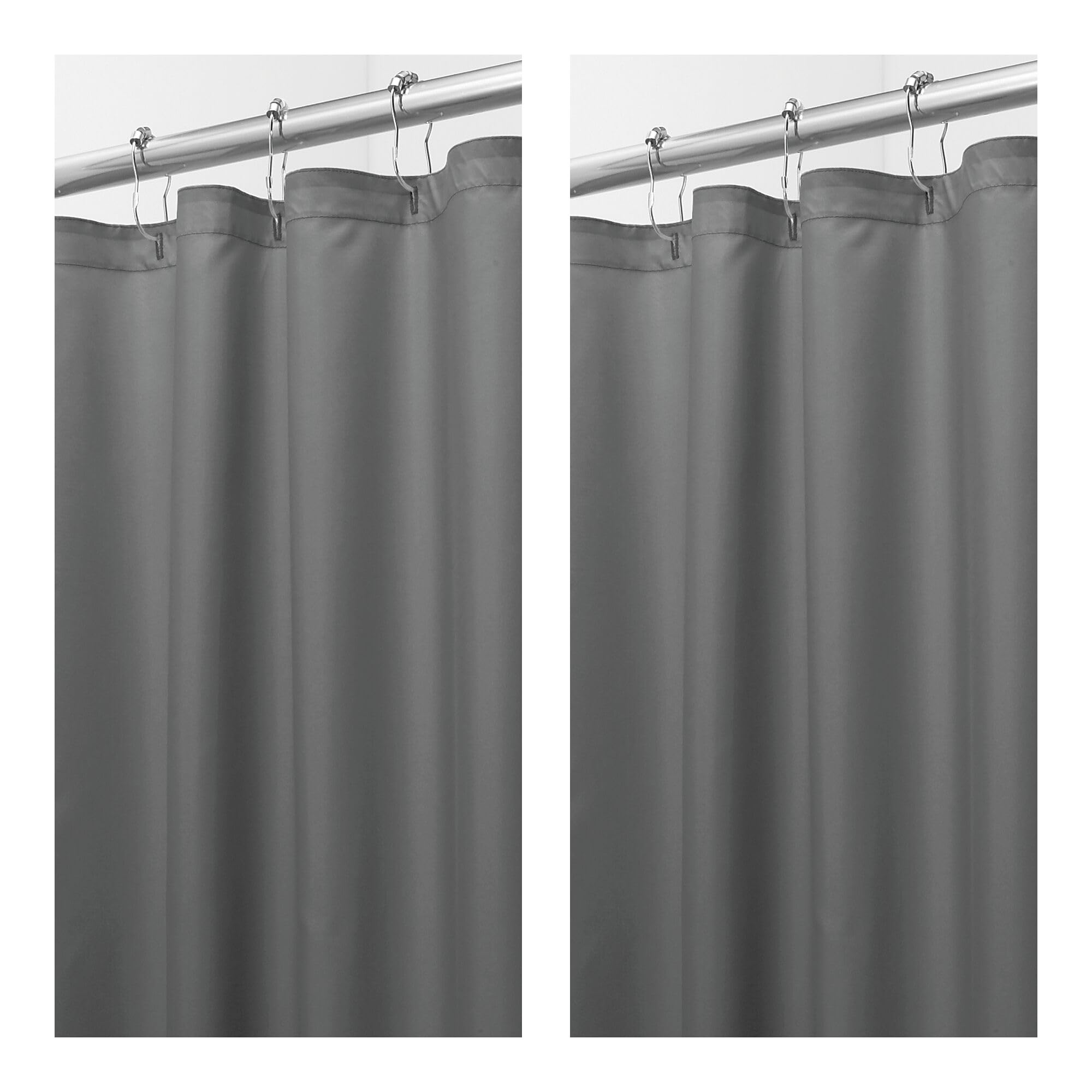 Idesign Solid Polyester Shower Curtain - 12 Reinforced Buttonholes - 72' X 72' - Set Of 2 - Gray