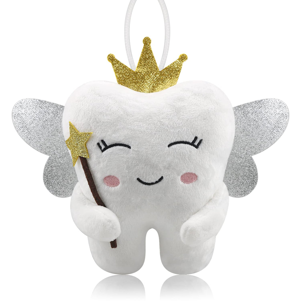 Tooth Fairy Pillow With Shiny Wings Embroidered Tooth Fairy Doll With Pocket Crystal Velvet Tooth Fairy Souvenir Boy Girl Gift (
