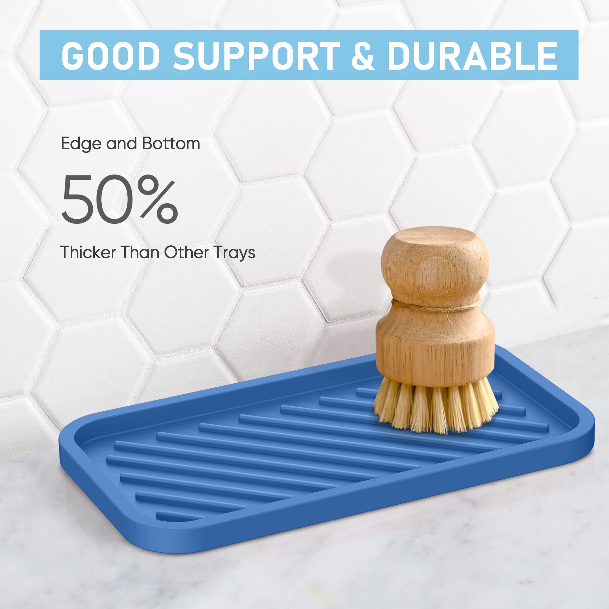 Eg-Sipro Silicone Sponge Holder,Large 10'' Kitchen Sink Organizer Tray Kitchen Soap Tray Soap Sponge Holder For Bathroom Counter