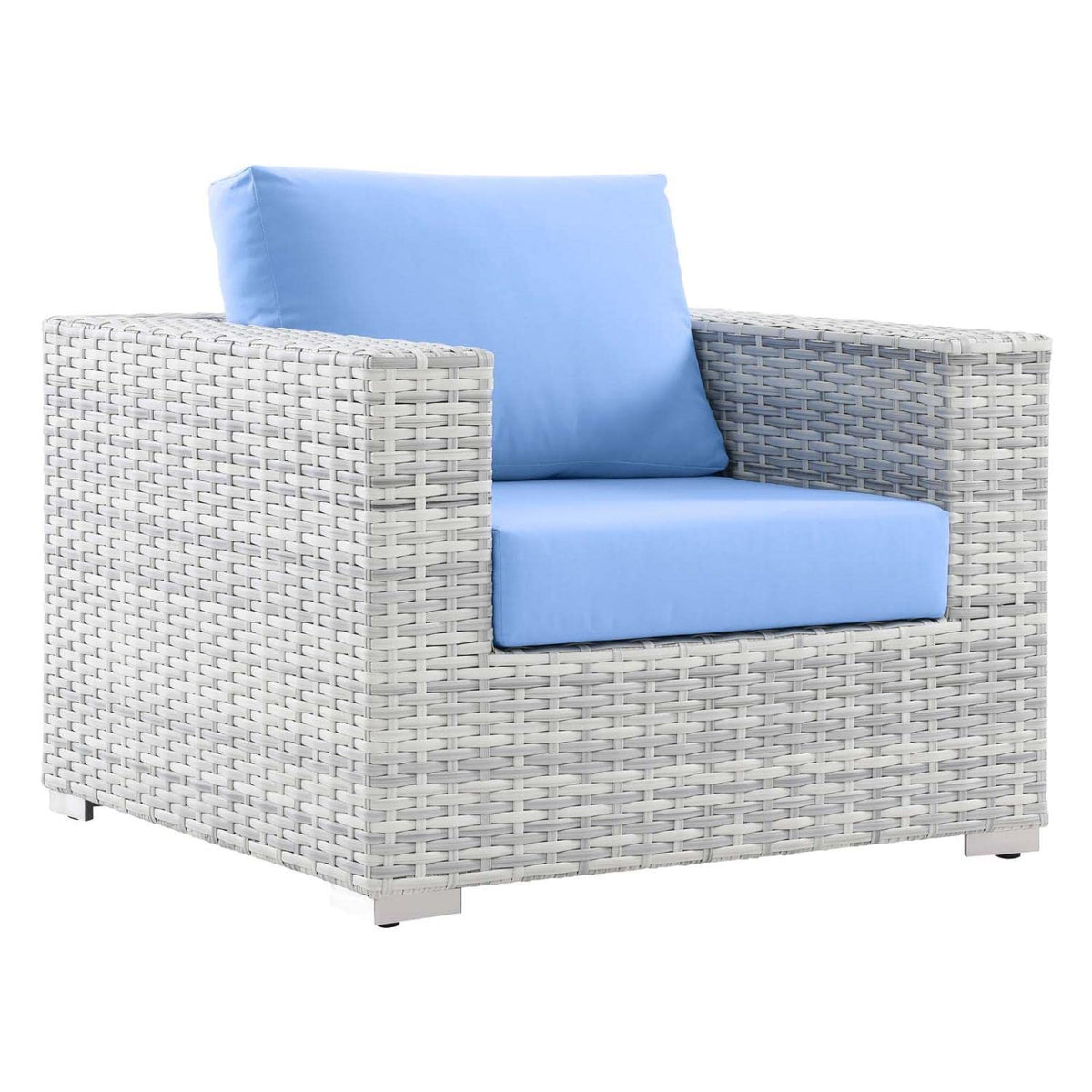 Modway Convene Outdoor Patio Armchair, Light Gray Light Blue