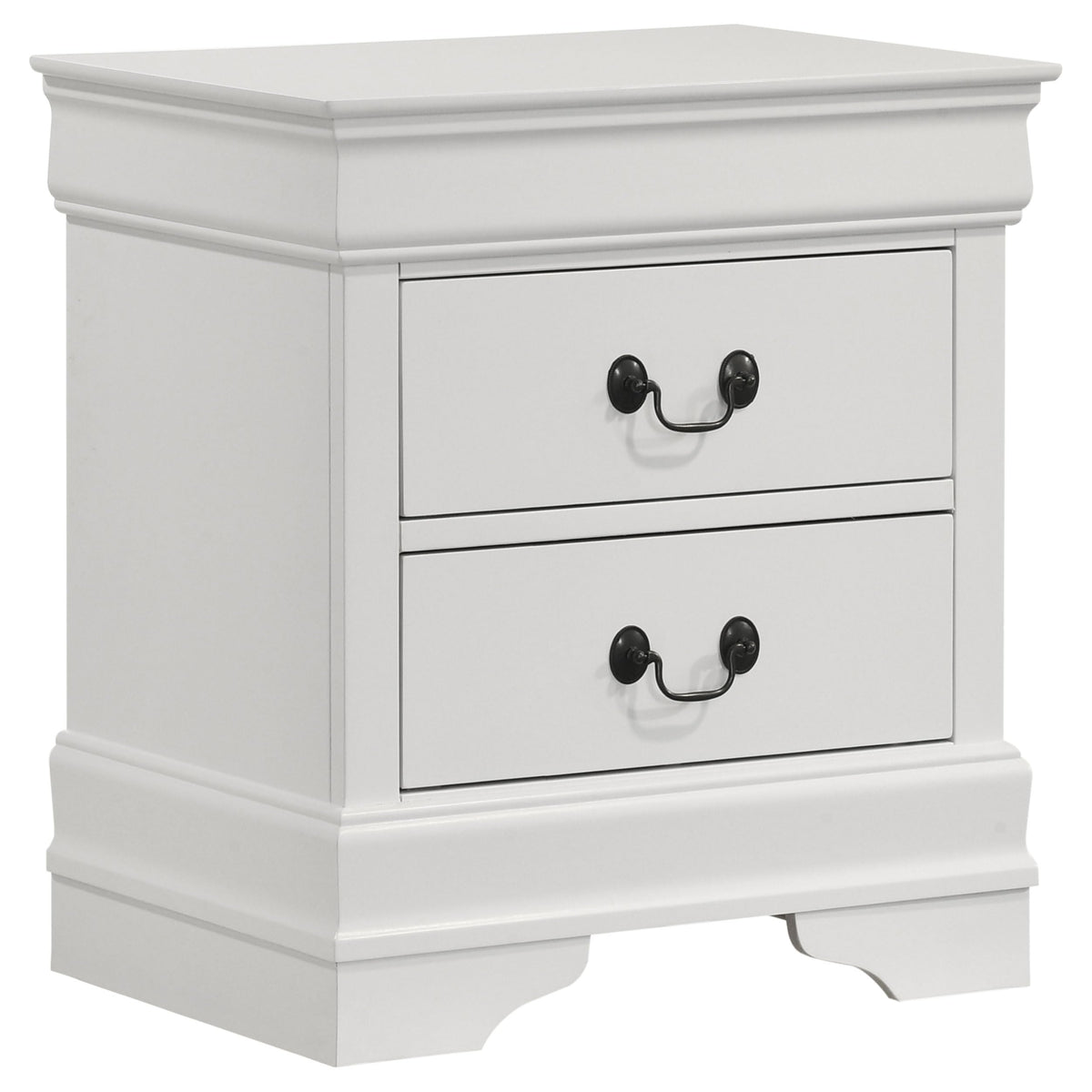 Coaster Home Furnishings Louis Philippe Traditional Wood 2-Drawer Bedroom Nightstand Bedside Table Organizer Unit White 202442