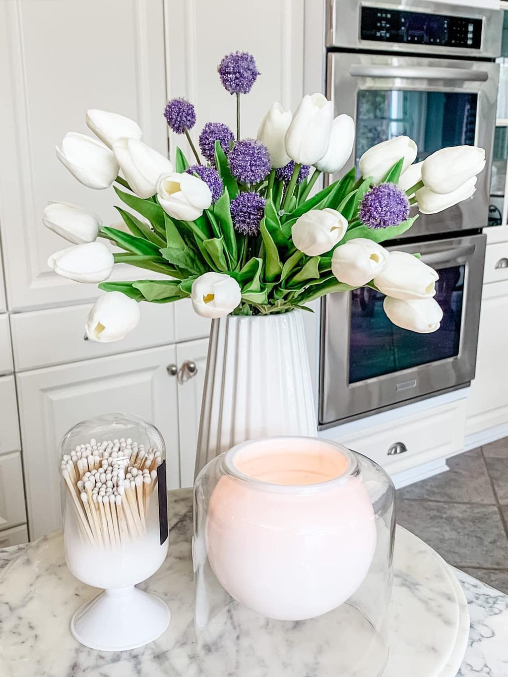 Beferr White Tulips Artificial Flowers 18Pcs Faux Tulip Real Touch Tulip Fake Flowers Bouquets Arrangements For Easter Spring Fl