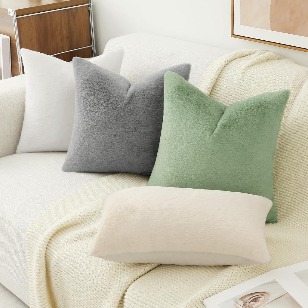 Pallene Faux Fur Plush Throw Pillow Covers 20X20 Set Of 2 - Luxury Soft Fluffy Cozy Decorative Pillow Covers For Sofa, Couch, Li