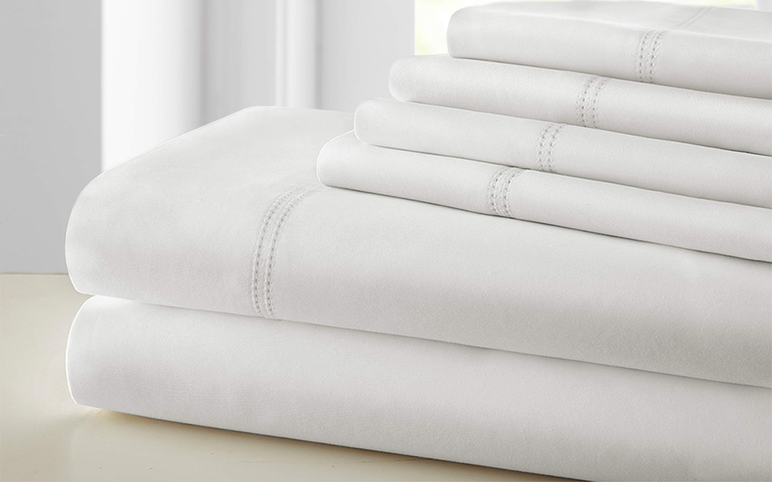 The Urban Port Tours 6 Piece Cotton King Size Sheet Set with Double Hem