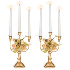 NUPTIO Candlestick Holders Candelabras Gold Candle Stick Stands 2 Pcs Metal Candelabra Centerpieces Candlestick Holders for Tape