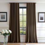Lazzzy Brown Velvet Curtains Room Darkening Thermal Insulated Curtains 108 Inch Long Window Drapes For Bedroom Living Room Super Soft Luxury Rod Pocket Window Treatment, 2 Panels, Coffee