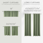 Koufall 48 Inch Curtains Long Short Length,Blackout Window Curtains For Kitchen Bedroom,Sage Green