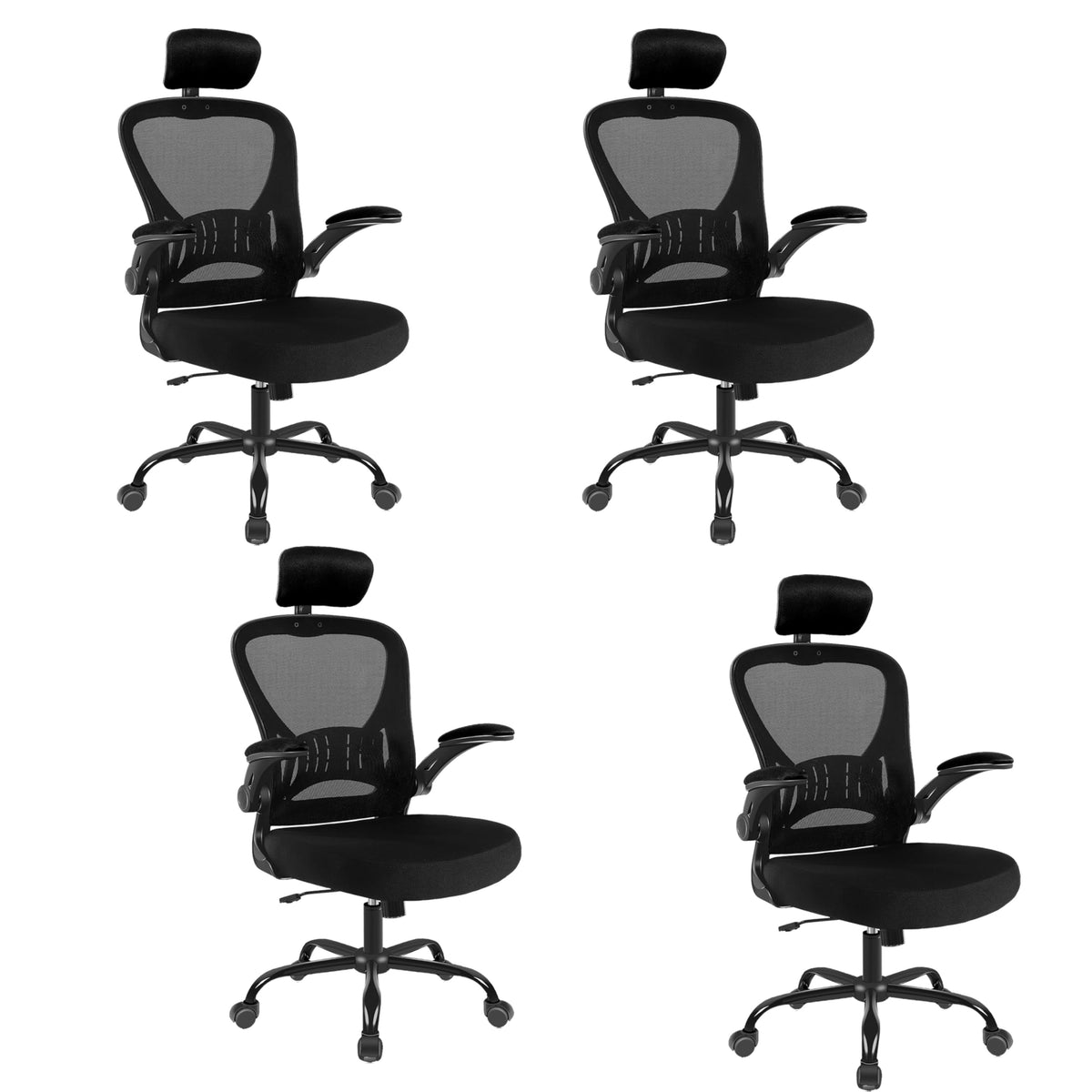 4 Pack Office Chair Ergonomic Desk Chair Comfort Adjustable Height With Wheels,Lumbar Support Mesh Swivel Computer Home Office C