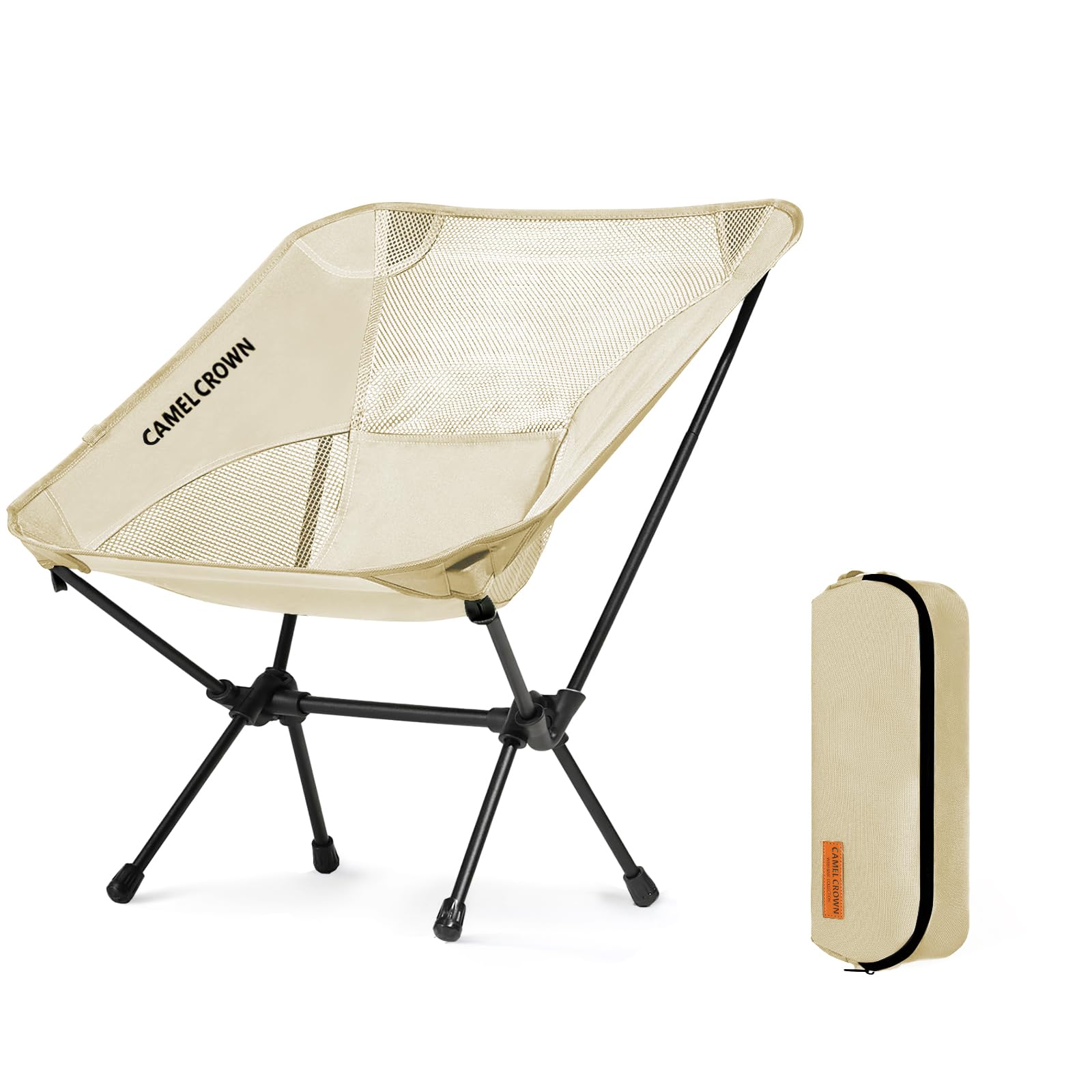 CAMEL CROWN Portable Camping Chair Lightweight Compact Folding Chair Mesh for Outdoor Camp Travel Beach Picnic Festival Hiking B