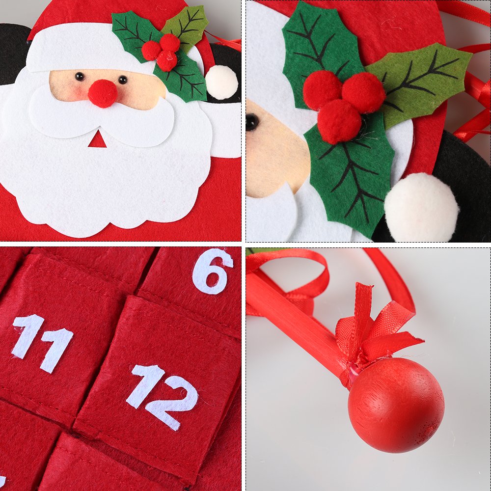 D-Fantix Santa Christmas Advent Calendar 2024, 3D Felt Hanging Advent Calendar Reusable Countdown To Christmas Calendar For Kids