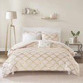 Intelligent Design Lorna Complete Bed in A Bag Trendy Metallic Mermaid Scale Scallop Print Comforter with Polka Dots Sheet Set, 