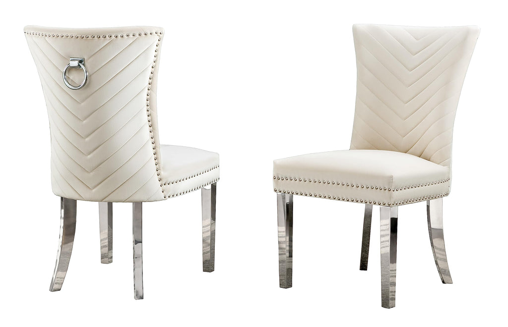 Best Quality Furniture SC360-367 Dining Chairs, Cream/Silver