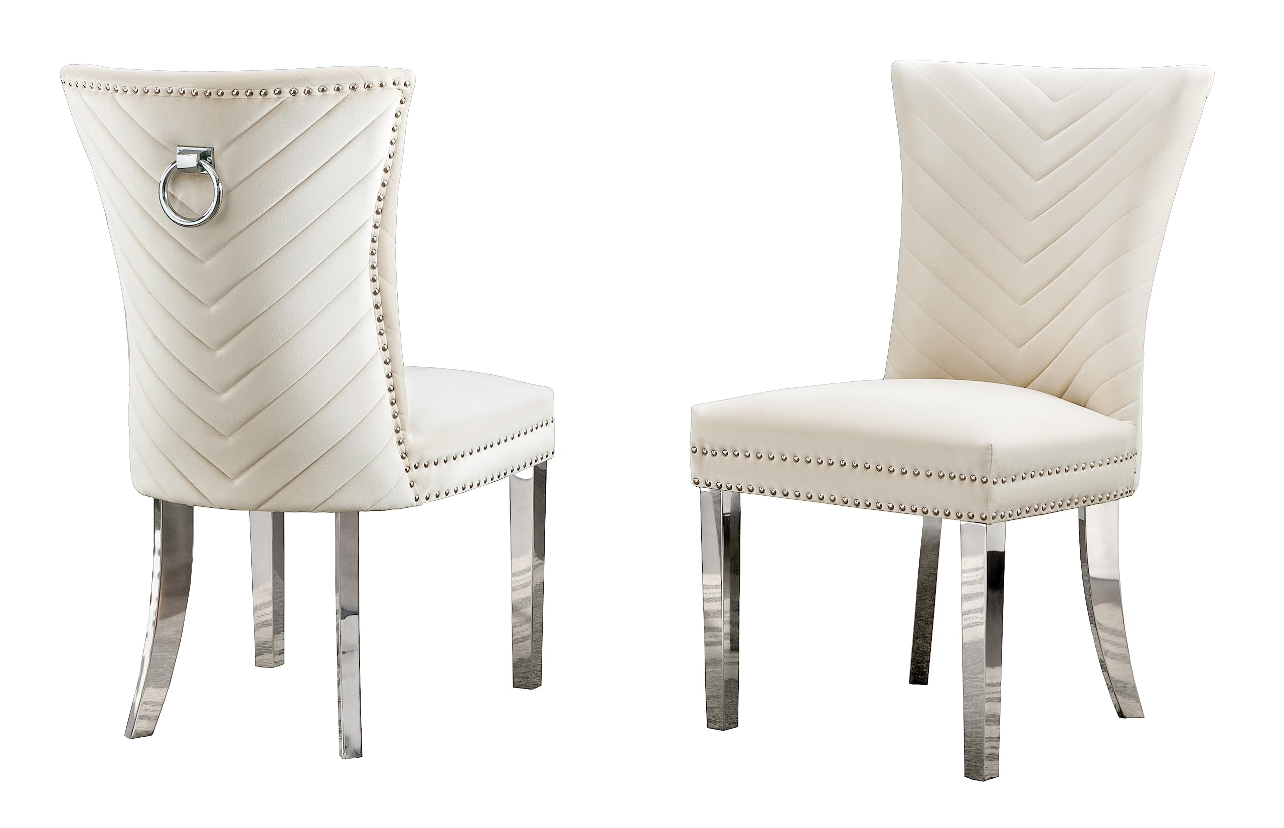 Best Quality Furniture SC360-367 Dining Chairs, Cream/Silver