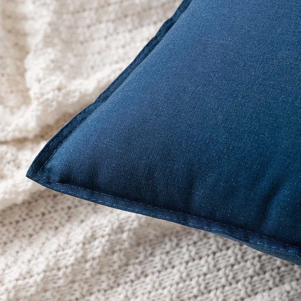 Miulee Pack Of 2 Navy Blue Pillow Covers 20X20 Inch Decorative Couch Throw Pillow Covers Linen Cushion Covers Set Modern Farmhouse Home Decor For Sofa Living Room Bed