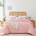 Soft Breathable Duvet Cover King Size - Luxury 100% Washed Duvet Cover Set, 3 Piece Bedding Set 1 Duvet Covers 104X90 Inches Wit