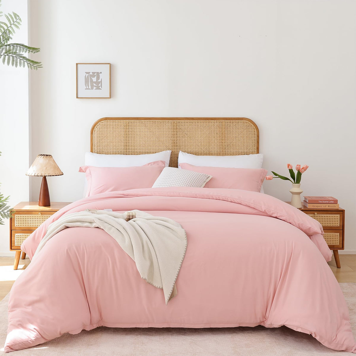 Soft Breathable Duvet Cover King Size - Luxury 100% Washed Duvet Cover Set, 3 Piece Bedding Set 1 Duvet Covers 104X90 Inches Wit