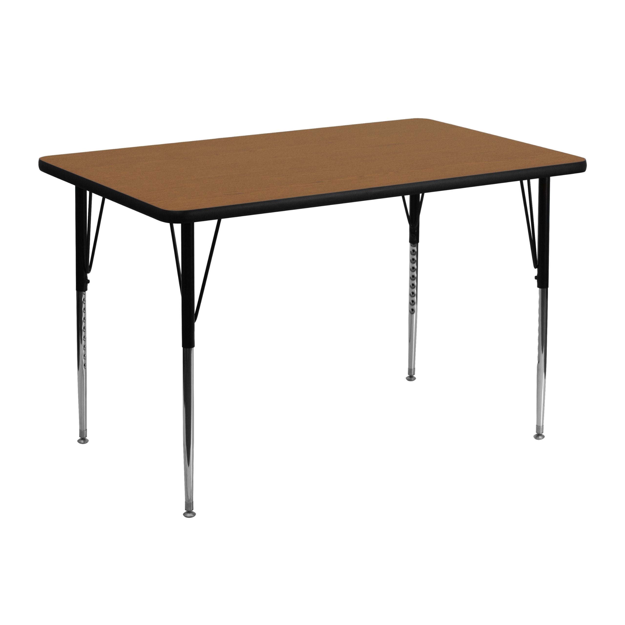 Flash Furniture Wren 30''W x 48''L Rectangular Oak Thermal Laminate Activity Table - Standard Height Adjustable Legs