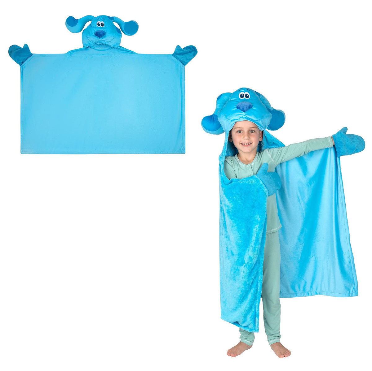 Franco Kids Bedding Super Soft And Cozy Wearable Hooded Throw, 30 In X 50 In, Blues Clues