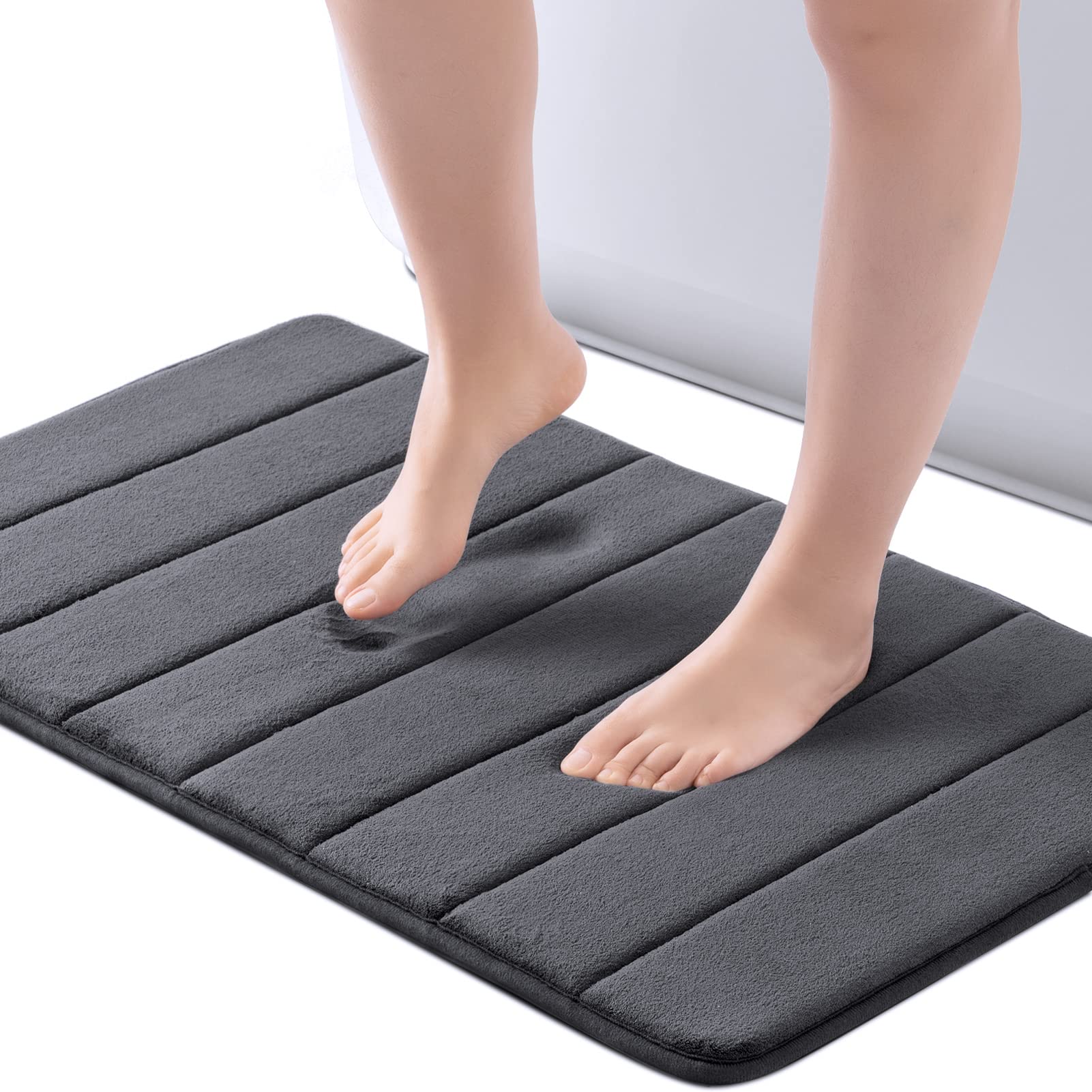 ROSMARUS Memory Foam Bath Mat 20    x 32   , Water Absorbent Shower Mat, Thick Bath Rugs for Bathroom Non Slip with PVC Backing,