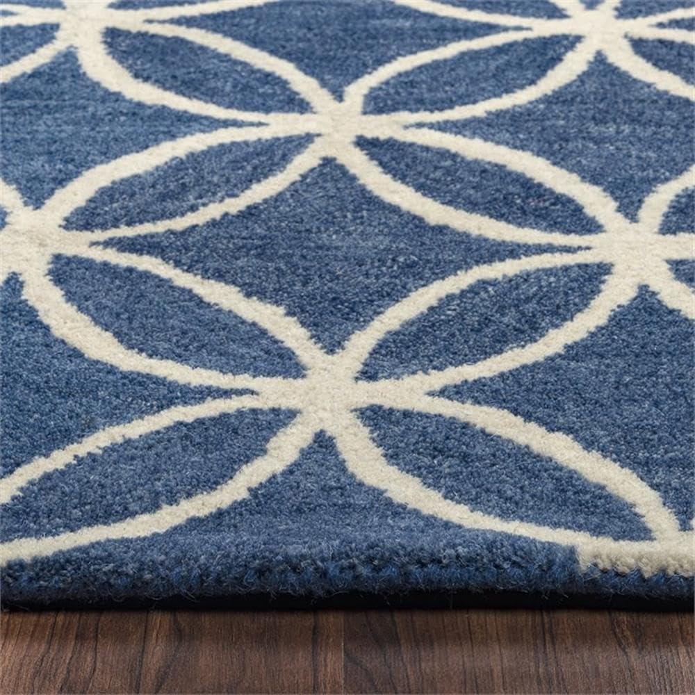 Rizzy Home Alora Decor Holland 10' Round Geometric Blue/Ivory Hand-Tufted Area Rug