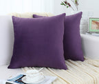 Jeneoo Comfy Soft Thick Velvet Throw Pillow Covers For Sofa Couch, Decorative Solid Square Cushion Cases For Bedroom Car (Eggpla