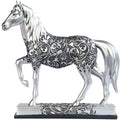 George S. Chen Imports SS-G-11678 Silver Toned Engraved Horse Trotting Statue, 7.25