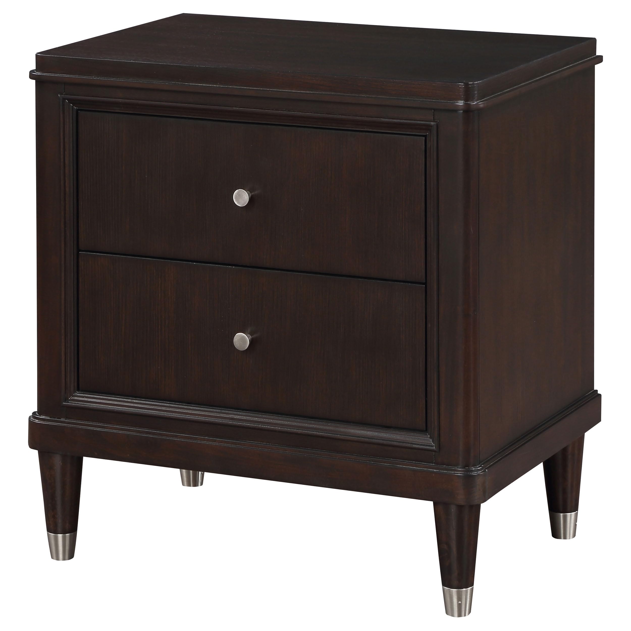 Coaster Home Furnishings Emberlyn Mid-Century Modern Wood 2-Drawer Bedroom Nightstand Bedside Table Organizer Unit Brown 223062