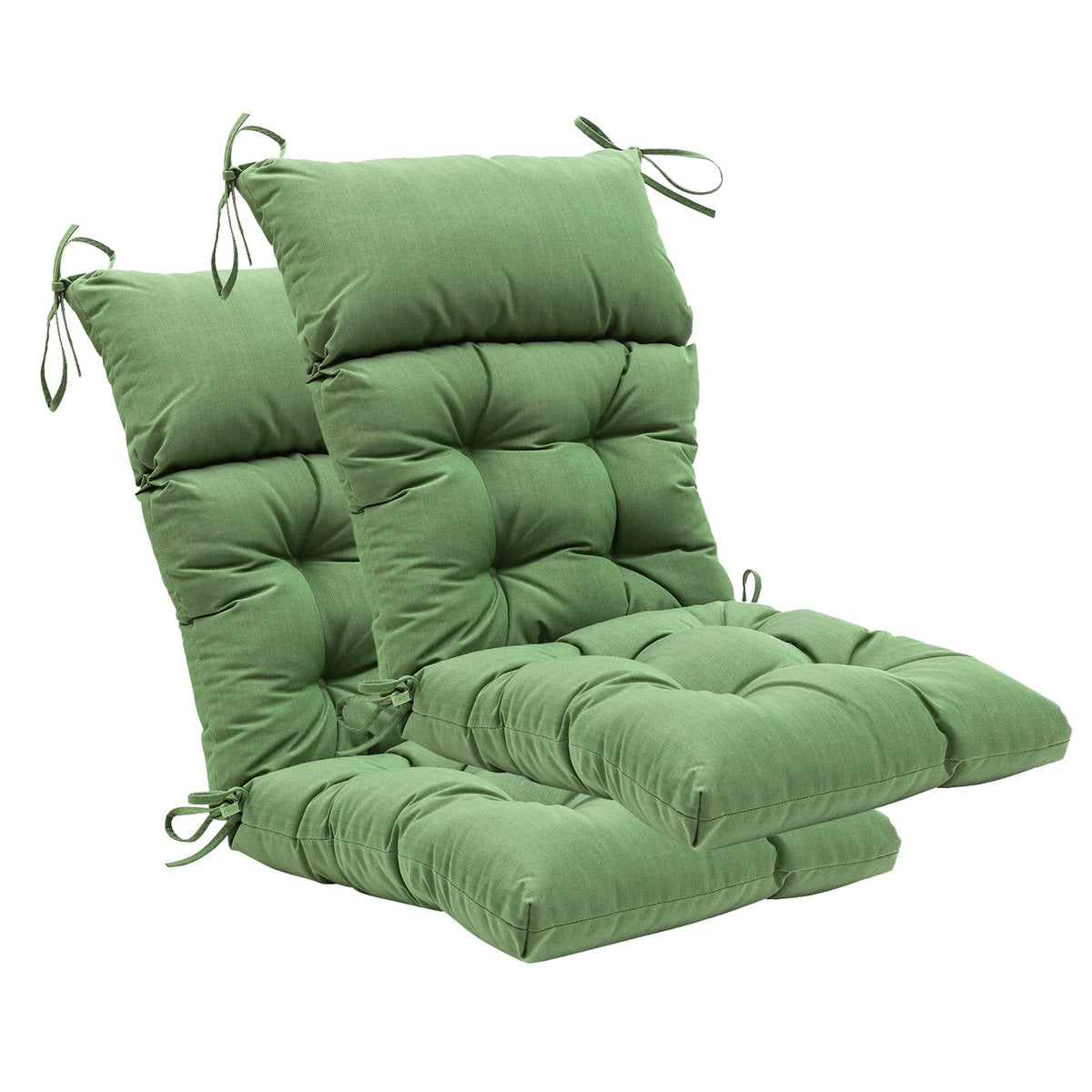 Qilloway Indoor/Outdoor High Back Chair Cushion,Spring/Summer Seasonal All Weather Replacement Cushions. (Dark Green)