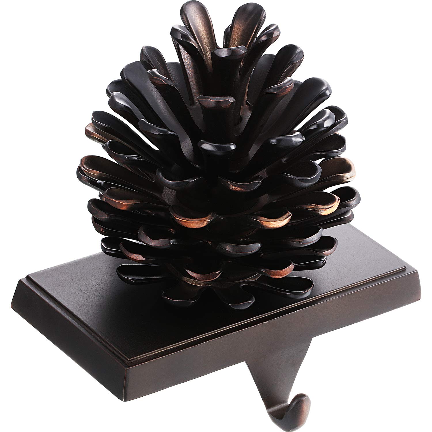 Christmas Stocking Holders Mantle Fireplace Stocking Hanger Metal Gift Stocking Hook for Christmas Decoration(Pine Cone)