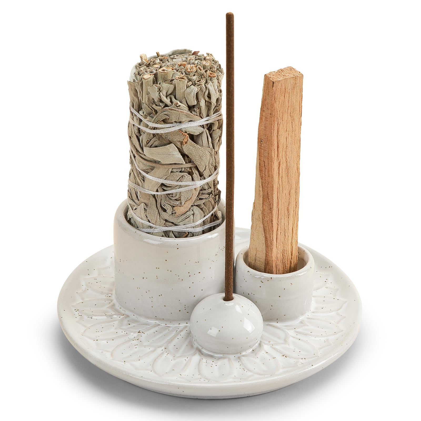 Palo Santo Sticks Holder, Multi-Purpose Handmade Ceramic Incense Burner for Palo Santo Incense Sticks, Sage Holder for Burning, 