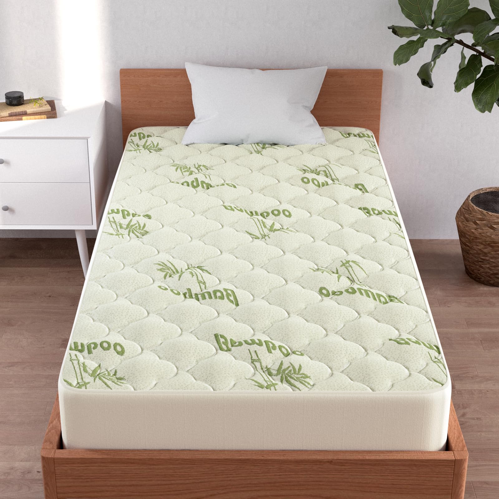 Twin Xl Mattress Topper, Quilted Thick Viscose Made From Bamboo Air Mattress Pad Cover, Noiseless Extra Plush Pillow Top Mattress Topper Extra Long Twin Fits 15-23 Inches Deep Mattresses