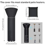 Patio Heater Covers With Reflective Strip,Outdoor Heater Cover Waterproof,Dustproof,Wind-Resistant,Sunlight-Resistant,Snow-Resistant,Black,89.5''X 33.5' Dome X 19.5' Base