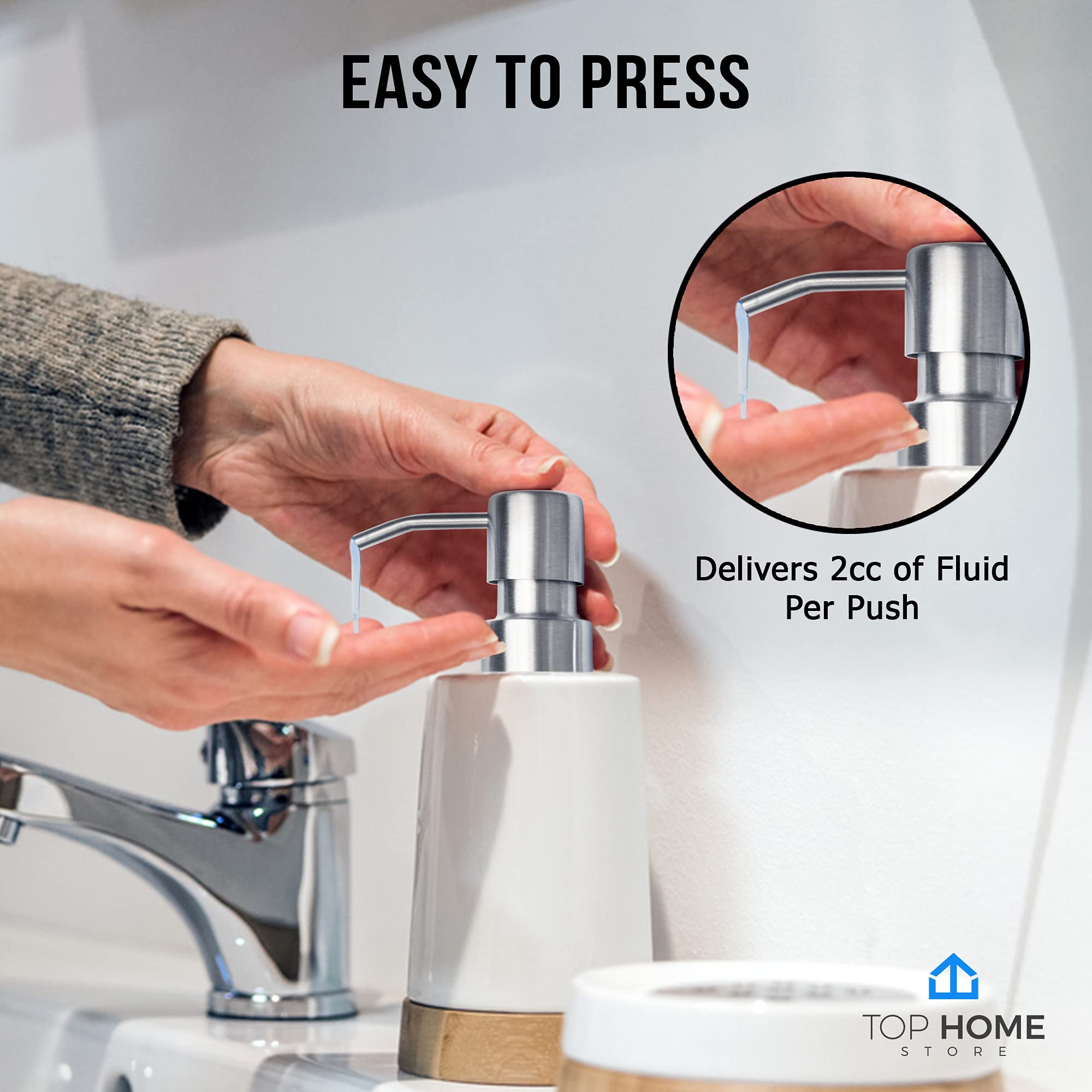 Bathroom Countertop Soap Dispensers (Brushed Nickel, 2 Pack)