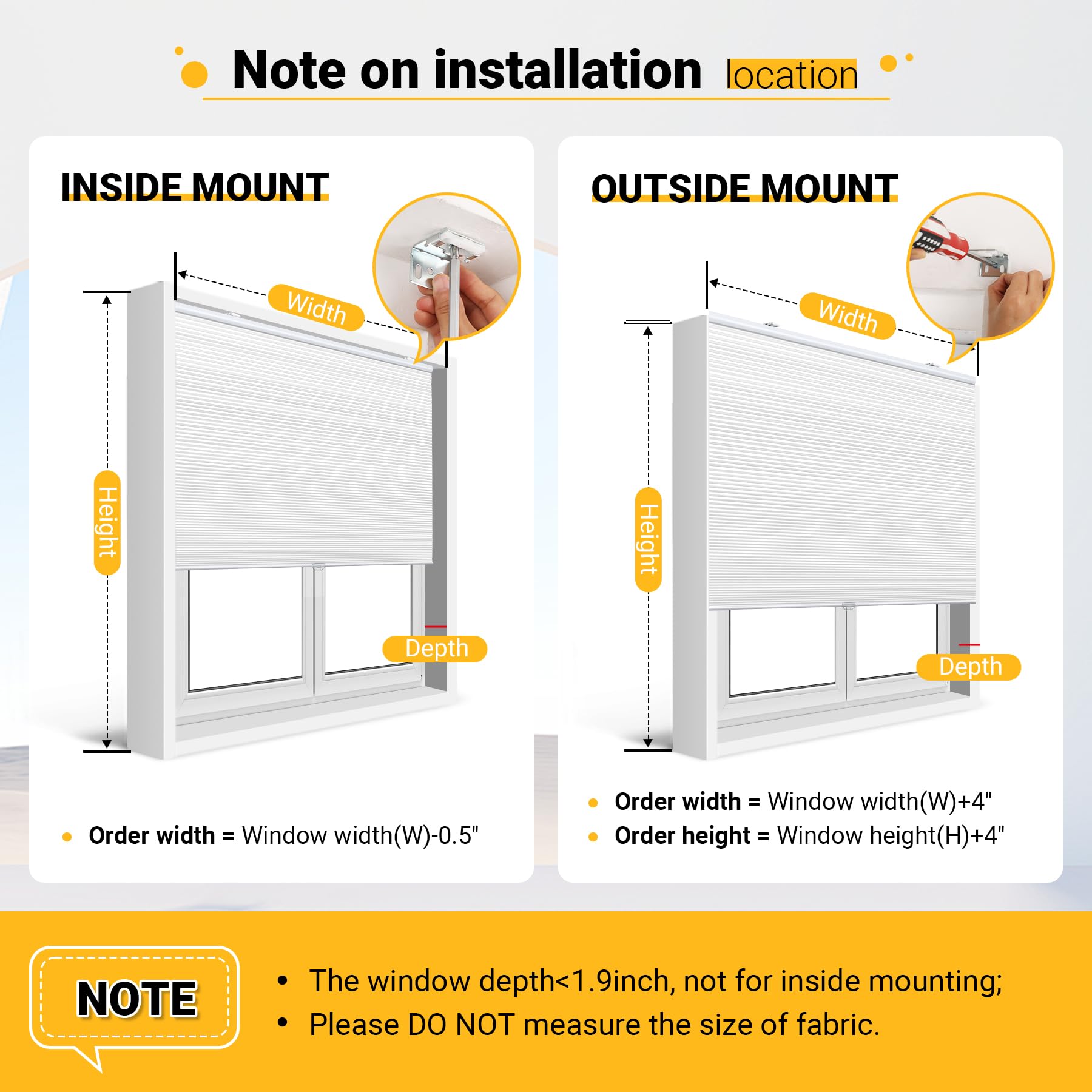 Cordless Light Filtering Cellular Shades Blinds Single Cell Shades For Windows, 36'' W By 64'' H, White(Light Filtering)