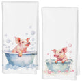 Qabliqo Cute Bathing Pig Bathroom Hand Towels, Gifts for Pig Lovers Women Decorative Hand Towels for Bathroom Washroom, Funny An