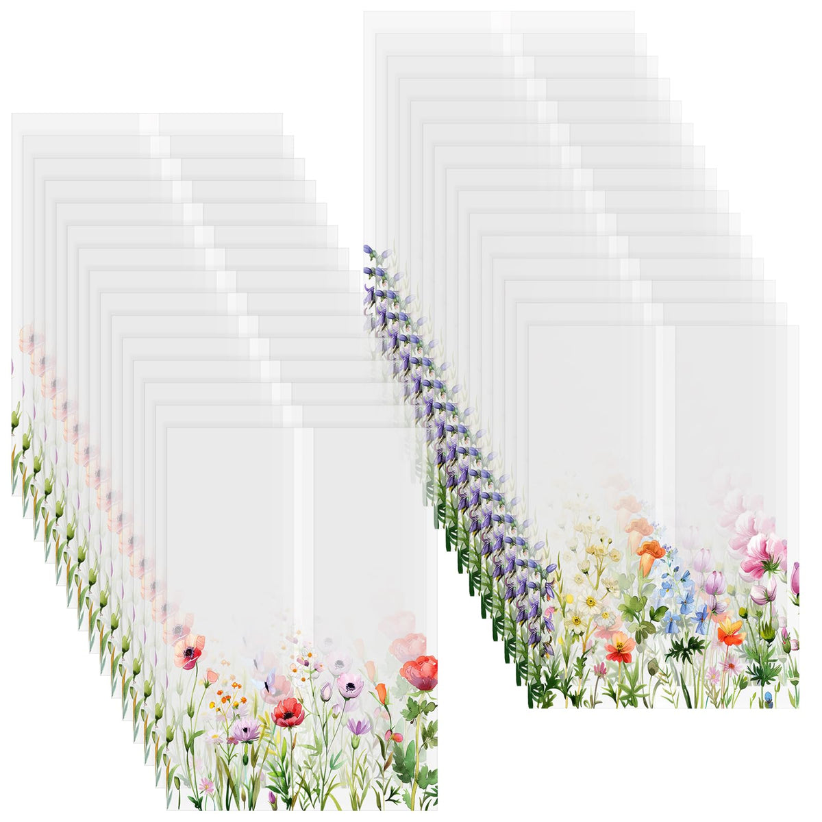 150 Pcs Wildflower Wedding Vellum Jackets Bulk For 5X7 Invitations Vellum Paper Wedding Invitation Accessories Kit Envelope Inse