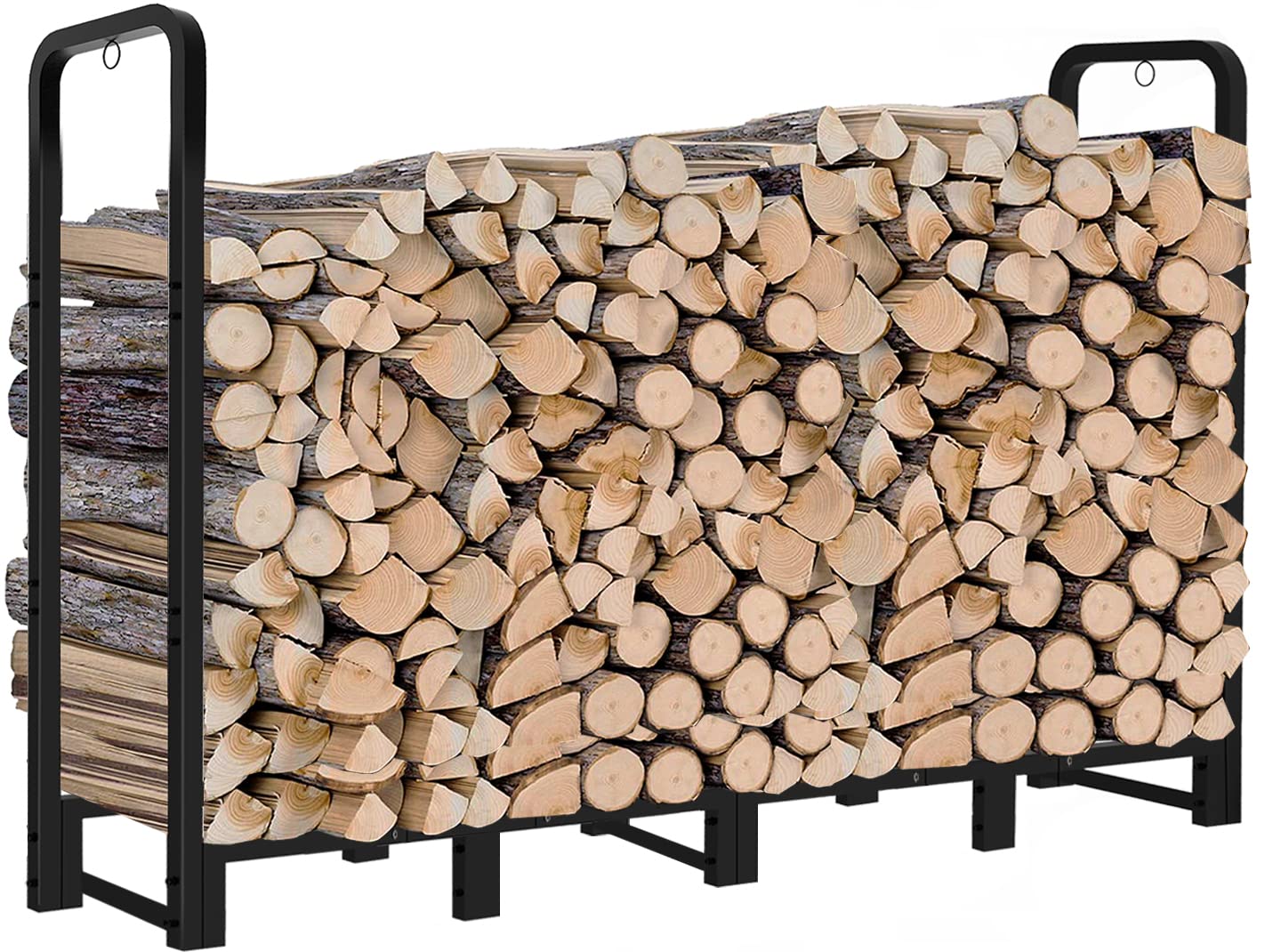 Artibear 8Ft Outdoor Firewood Rack, Upgraded Heavy Duty Logs Stand Stacker Holder For Fireplace - Metal Lumber Storage Carrier O