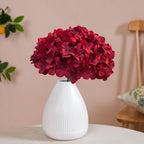 Cherica 20 Pcs Dark Red Hydrangea Artificial Flowers Bulk, Faux Hydrangea Flowers Heads, Artificial Fake Silk Hydrangea Flowers