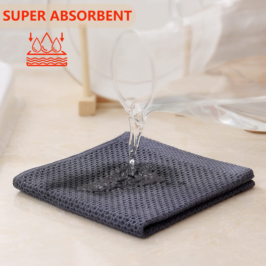 Kitinjoy 100% Cotton Kitchen Dish Cloths, 6 Pack Waffle Weave Ultra Soft Absorbent Dish Towels For Drying Dishes Quick Drying Ki
