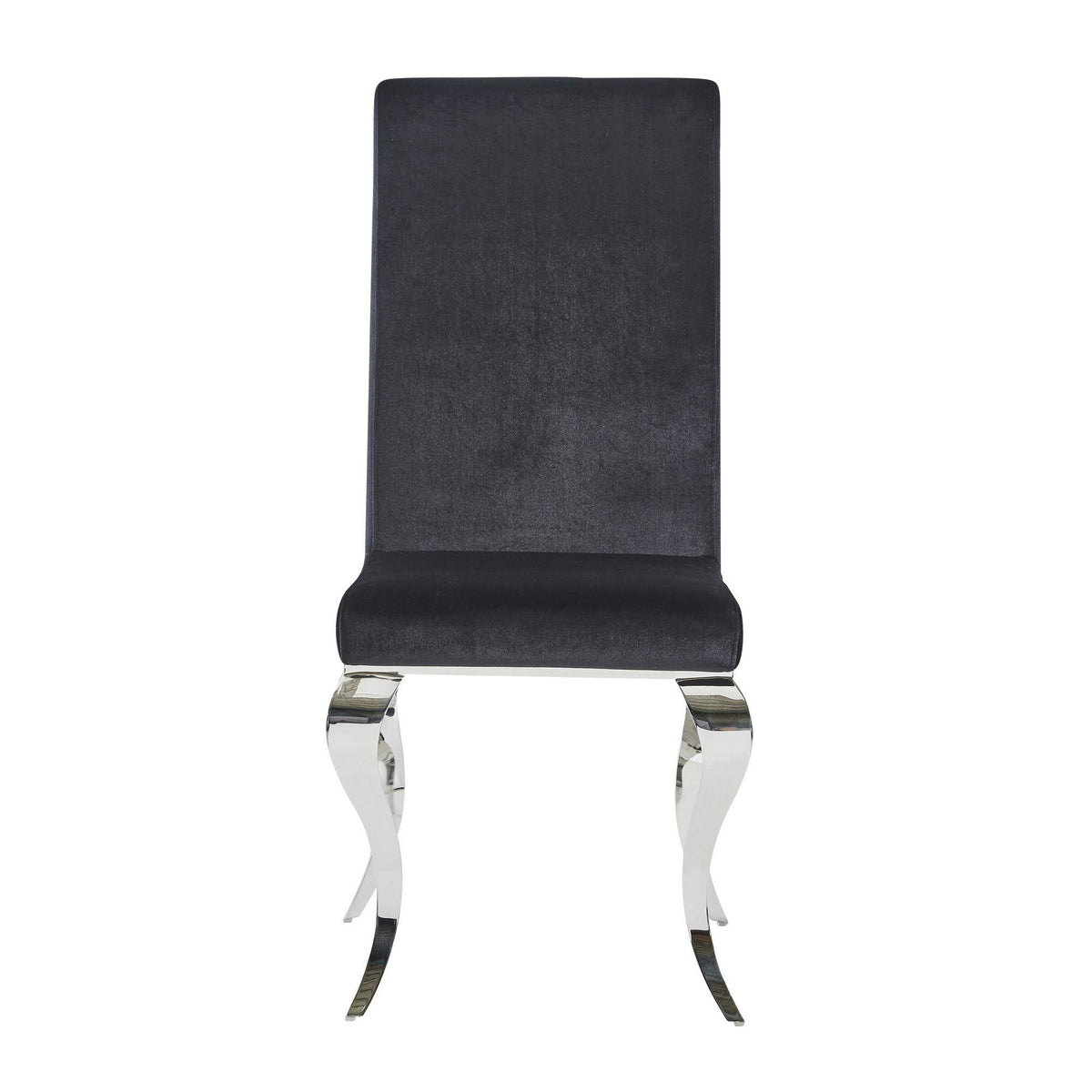 HomeRoots Wood, Metal Set of 2 Black Dining Chairs with Silver Tone Legs - Case of 2