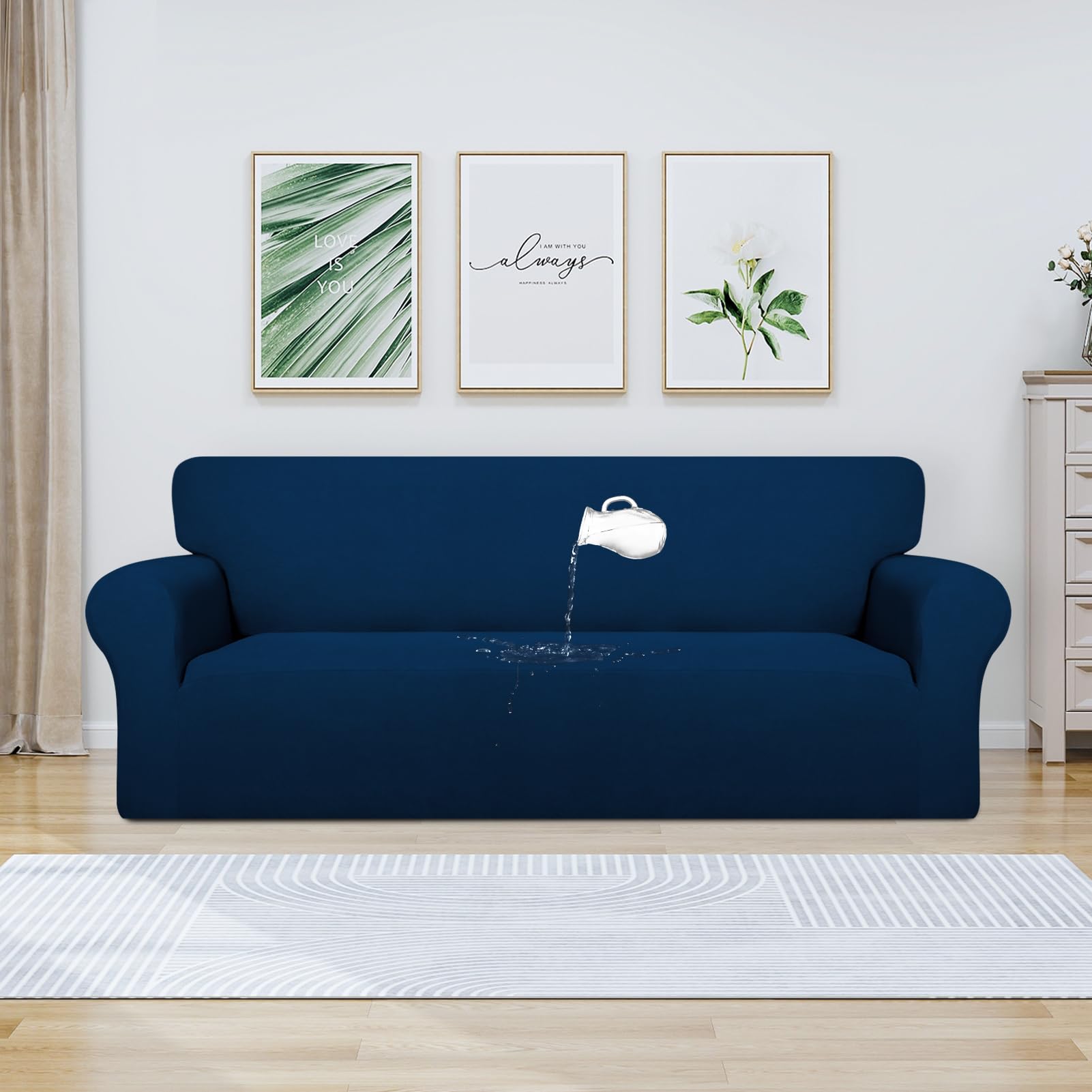 Purefit 100% Dual Waterproof Couch Cover Slipcovers For Couches And Sofas - Stretch Non Slip Fleece Sofa Covers Washable, Leakproof Furniture Protector For Kids, Pets, Dog (Sofa, Navy)