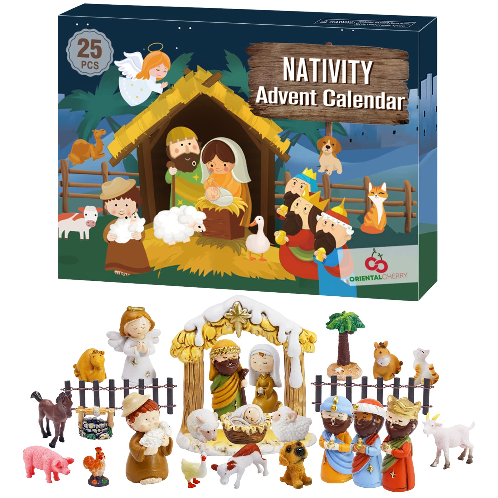 Advent Calendar 2024-25 Days of Christmas Nativity Scene Set - Countdown to for Kids Boys Girls Children Toddler Teens Indoor To