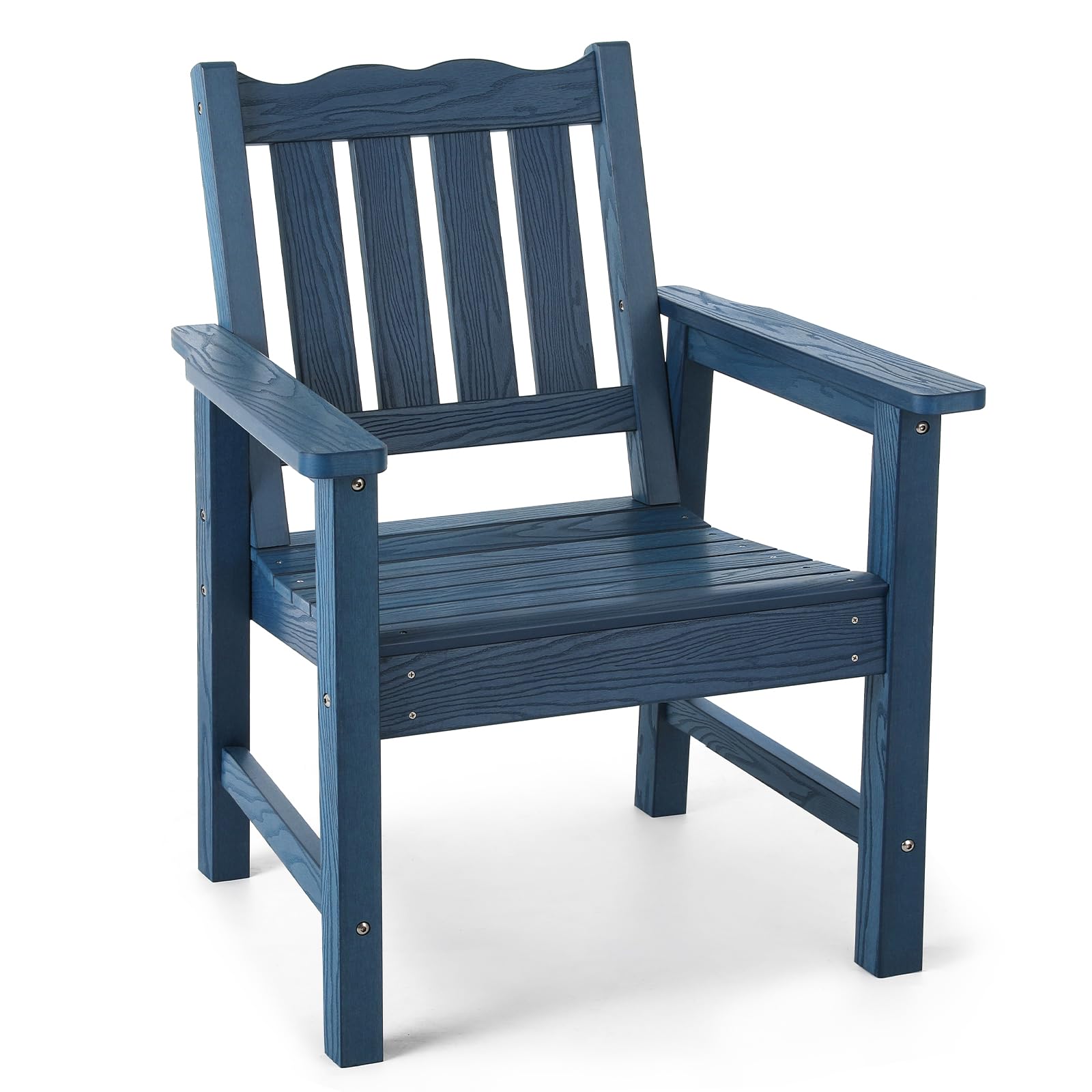 Stoog All-Weather Patio & Garden Chair, Outdoor Dining Chair With Curved Backrest, 400 Lbs Support, For Backyard, Garden, Porch, Pool And Deck, Blue