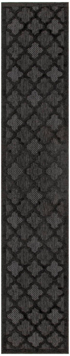 Nourison Easy Care Indoor/Outdoor Charcoal Black 2'2' X 12' Area -Rug, Easy -Cleaning, Non Shedding, Bed Room, Living Room, Dining Room, Backyard, Deck, Patio (2X12)