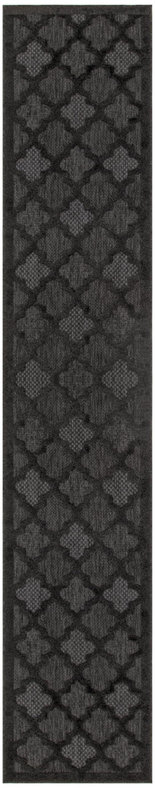 Nourison Easy Care Indoor/Outdoor Charcoal Black 2'2' X 12' Area -Rug, Easy -Cleaning, Non Shedding, Bed Room, Living Room, Dining Room, Backyard, Deck, Patio (2X12)