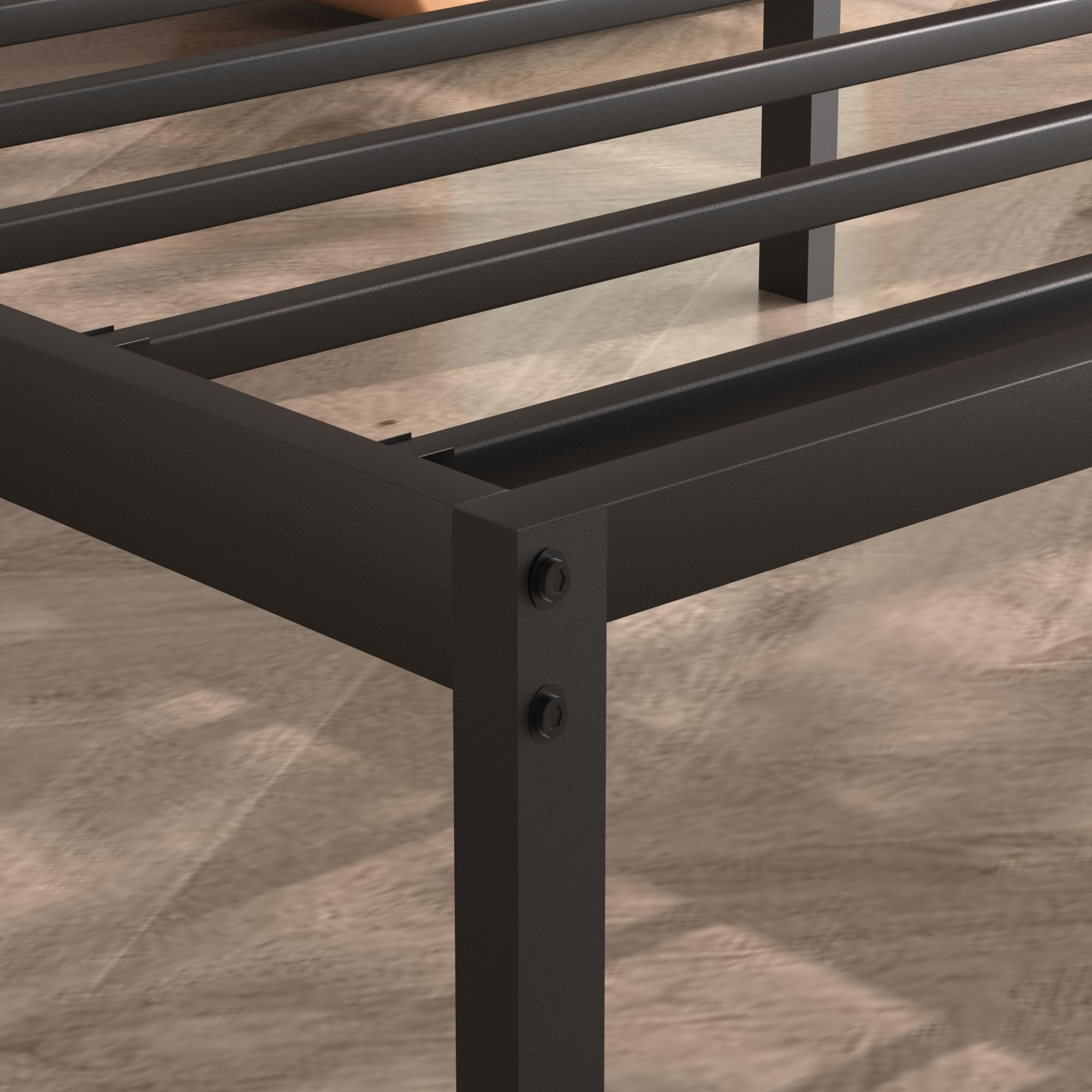 Vecelo 2 Set 14 Inch Twin Size Metal Platform Bed Frame,Steel Slats Support/No Box Spring Required/Easy Assembly/Under Bed Storage,Industrial(2 Set)