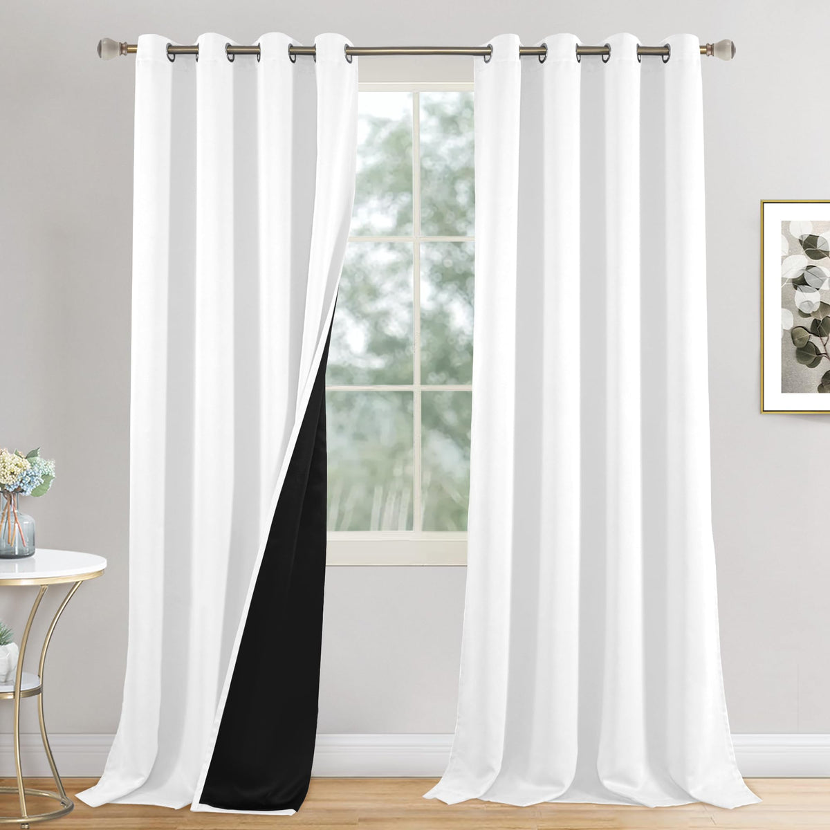 Quemas Long Blackout Curtains 90 Inch Length 2 Panels For Living Room, 100% Light Blocking Thermal Insulated Soundproof Grommet
